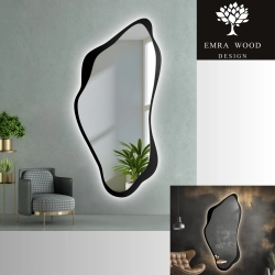 Lustro o nieregularnym kształcie w ramie mdf z podświetleniem - PIENA W RAMIE LED
